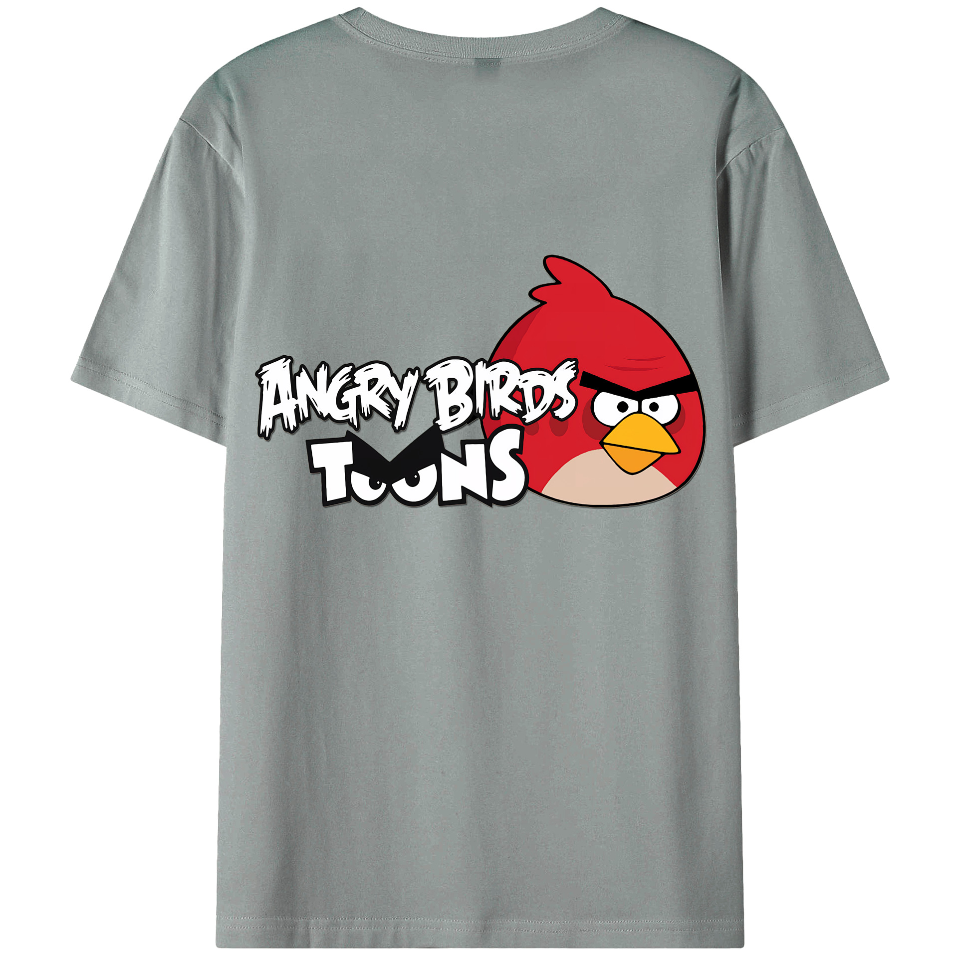 （画像用） Angry Birds アングリーバード 綿100％ メンズ半袖Tシャツ（バックプリント） 通気性